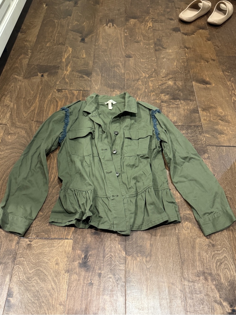 Matilda Jane Olive Green Military Field Jacket with Ruffle Hem